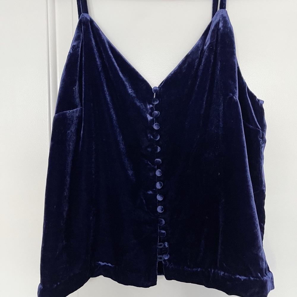 velvet midnight blue button front cami